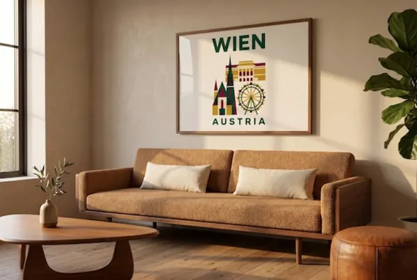 Vienna Bauhaus Travel Poster – Cityscape Wall Art Print – Instant Download – 8 Aspect Ratios