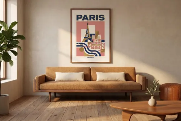 Paris Bauhaus Travel Poster – Cityscape Wall Art Print – Instant Download – 8 Aspect Ratios