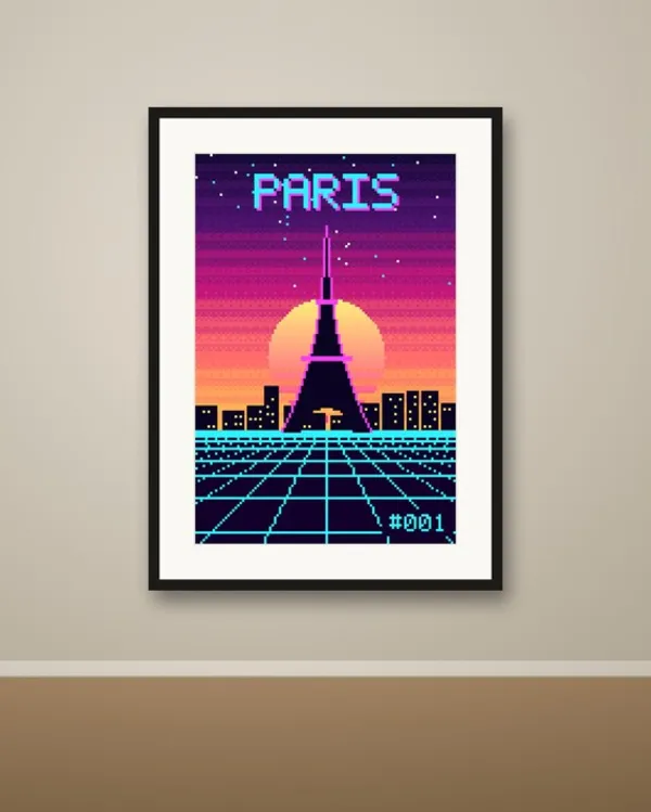 Paris Pixel Art Poster