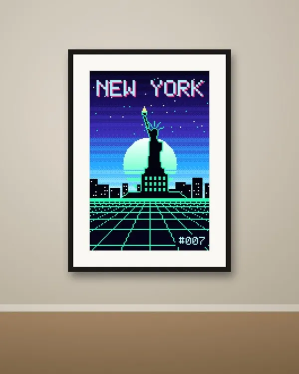 New York Pixel Art Poster