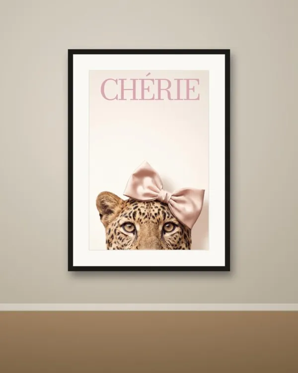 Leopard with Pink Bow Poster