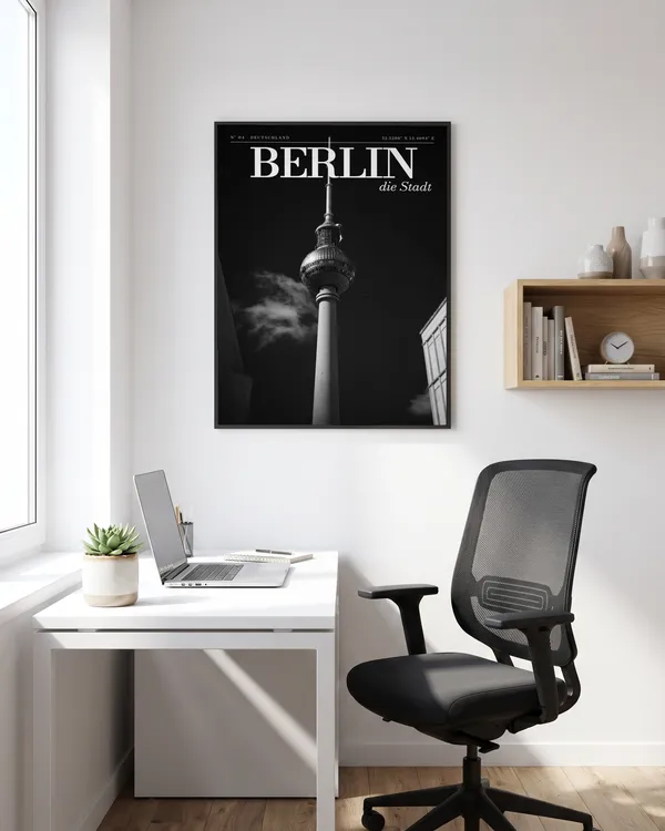 Berlin Black and White Poster an der Wand