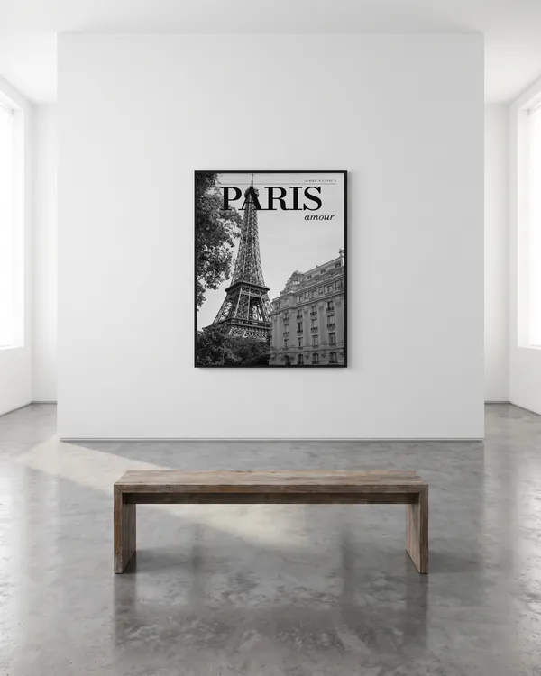 Paris Black and White Poster an der Wand