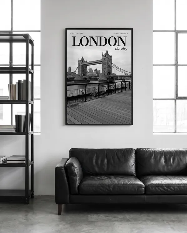 London Black and White Poster an der Wand