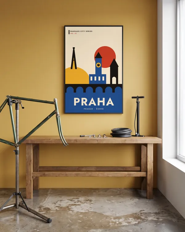 Prague Bauhaus Poster an der Wand