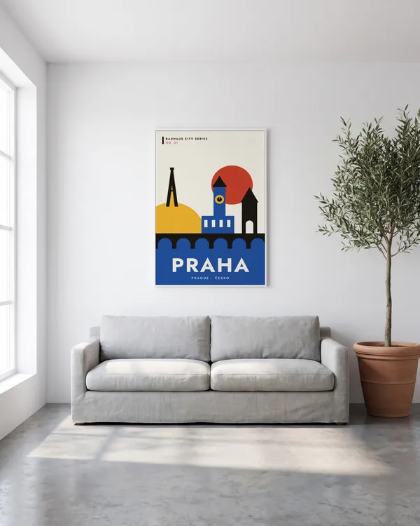Prague Bauhaus Poster an der Wand