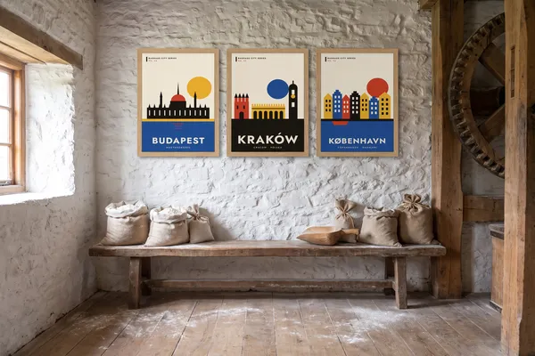 Budapest Bauhaus + Krakow Bauhaus + Copenhagen Bauhaus Poster an der Wand