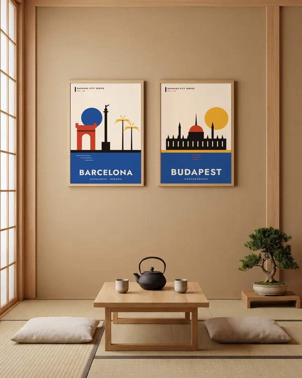 Barcelona Bauhaus + Budapest Bauhaus Poster an der Wand