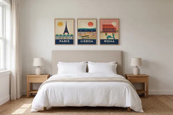 Paris Travel + Lisbon Travel + Rome Travel Poster an der Wand