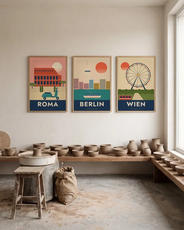 Rome Travel + Berlin Travel + Vienna Travel Poster an der Wand