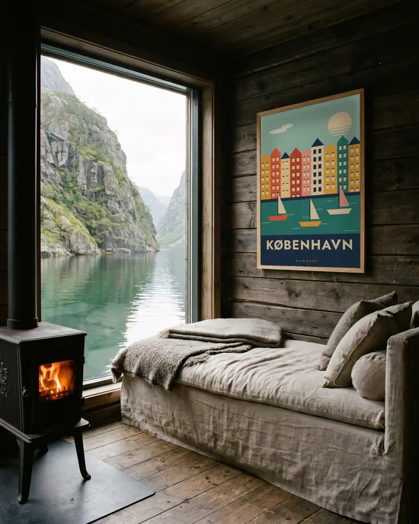 Copenhagen Travel Poster an der Wand