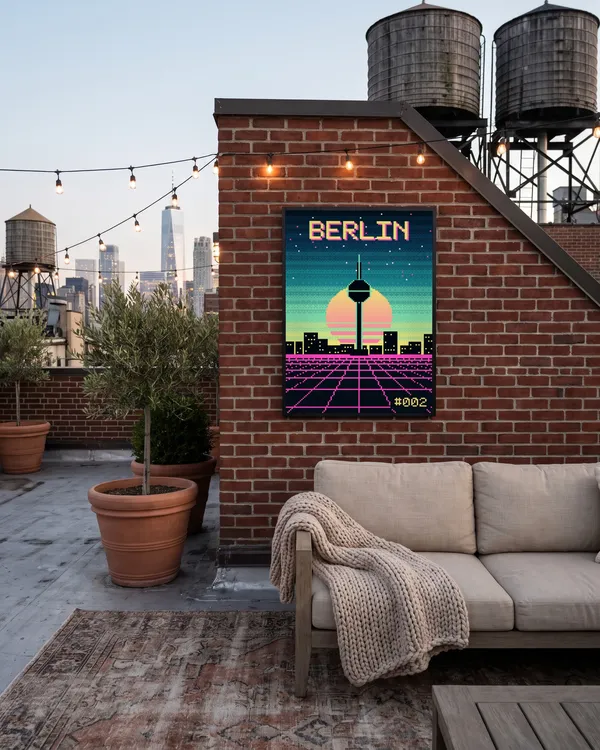 Berlin Pixel Art Poster an der Wand