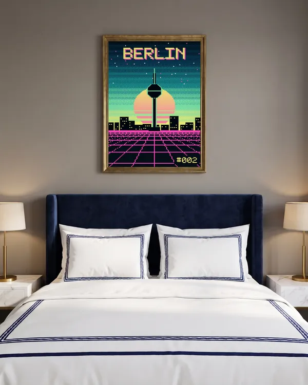 Berlin Pixel Art Poster an der Wand