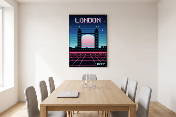 London Pixel Art Poster an der Wand