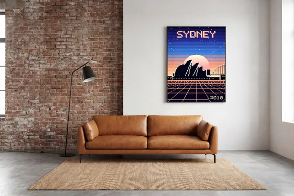 Sydney Pixel Art Poster an der Wand