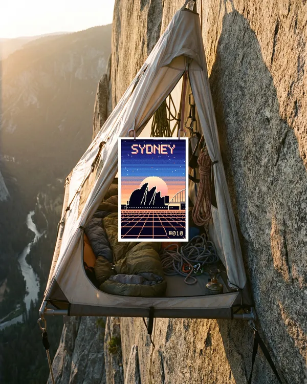 Sydney Pixel Art Poster an der Wand