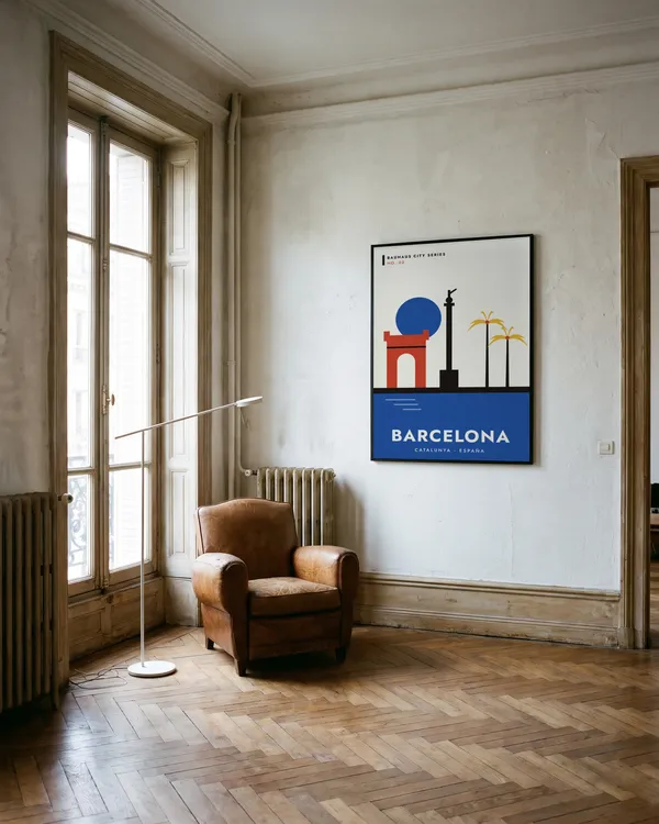 Barcelona Bauhaus Poster an der Wand