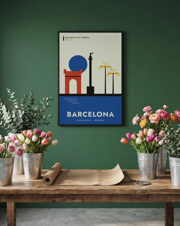 Barcelona Bauhaus Poster an der Wand