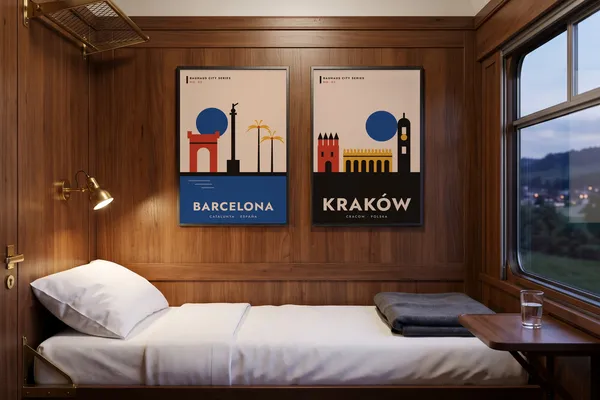 Barcelona Bauhaus + Krakow Bauhaus Poster an der Wand