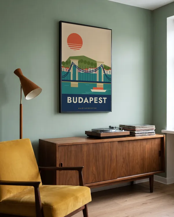 Budapest Travel Poster an der Wand