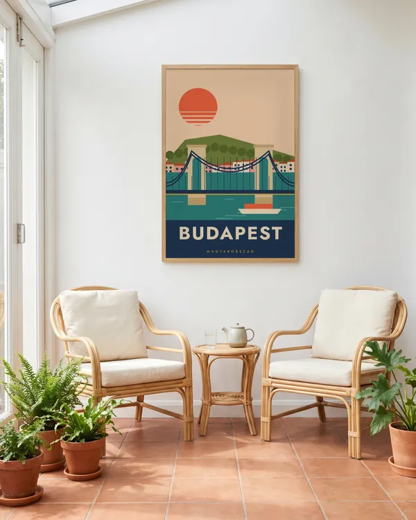 Budapest Travel Poster an der Wand