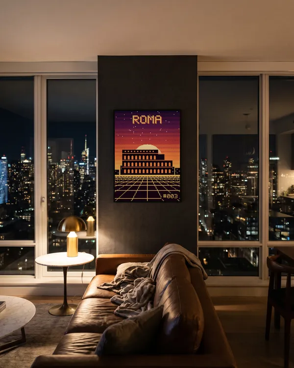 Rome Pixel Art Poster an der Wand