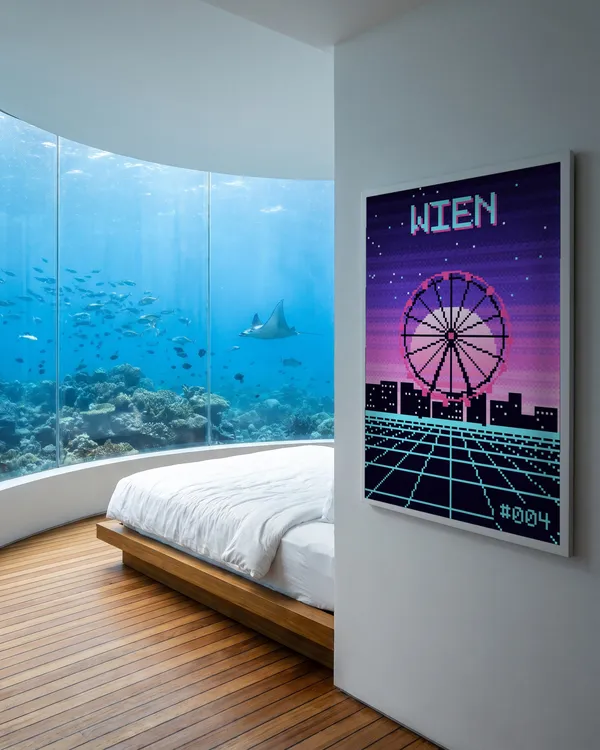 Vienna Pixel Art Poster an der Wand