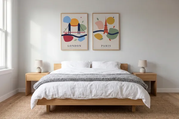 London Abstract + Paris Abstract Poster an der Wand