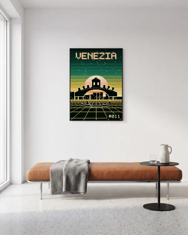 Venice Pixel Art Poster an der Wand
