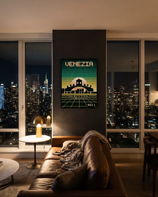 Venice Pixel Art Poster an der Wand