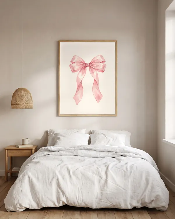 Pink Bow Watercolor Print Poster an der Wand