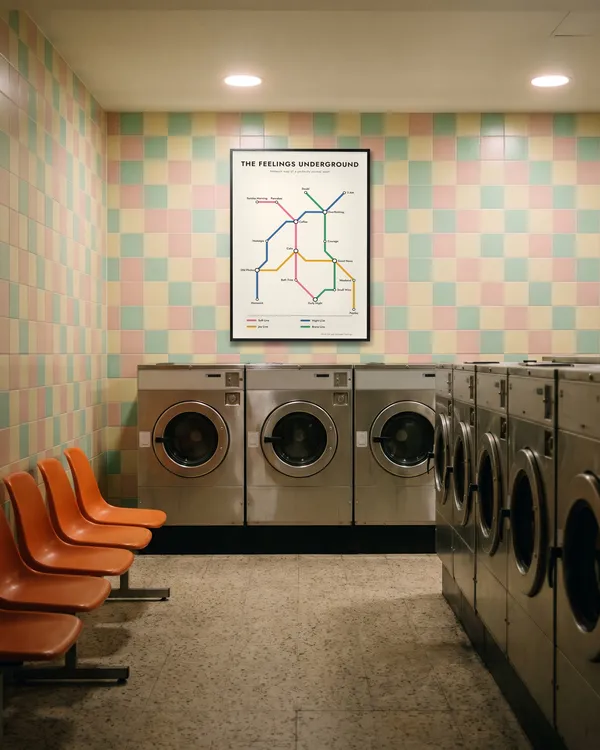 Feelings Metro Map Poster an der Wand