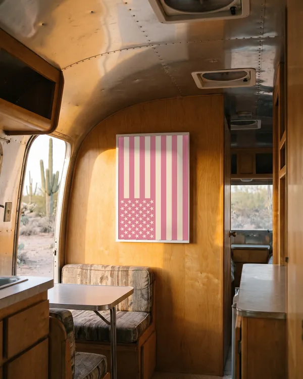 Pink American Flag Poster an der Wand