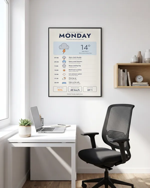 Monday Weather Forecast Poster an der Wand