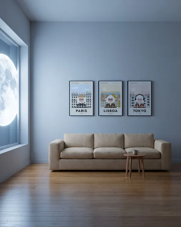 Paris + Lisboa + Tokyo Poster an der Wand