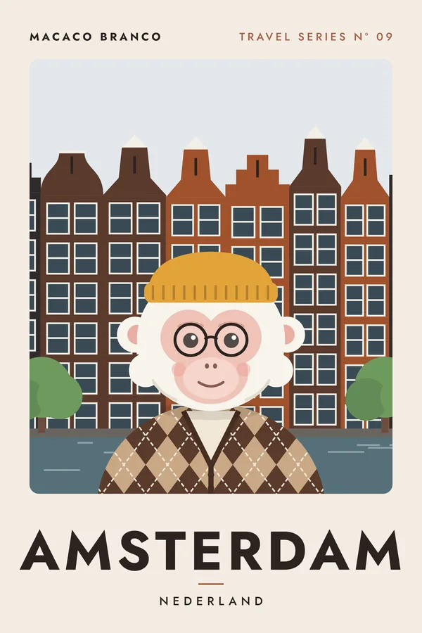Amsterdam Macaco Travel Series Poster