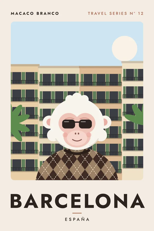 Barcelona Macaco Travel Series Poster