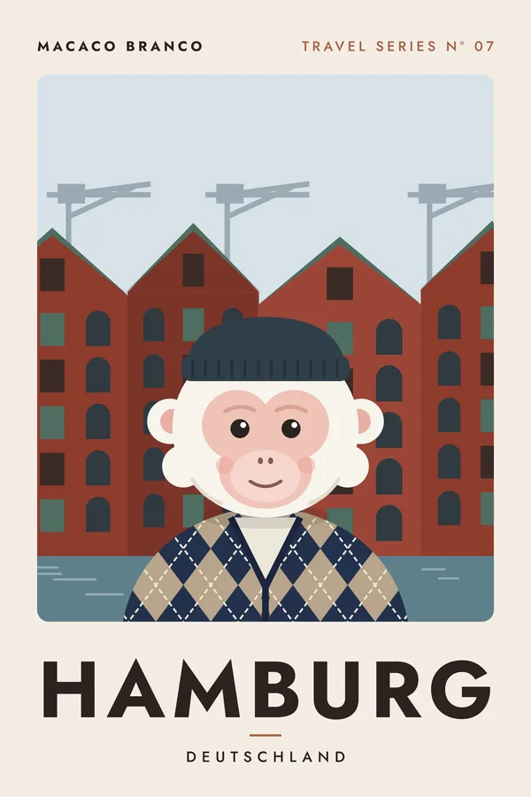 Hamburg Macaco Travel Series Poster