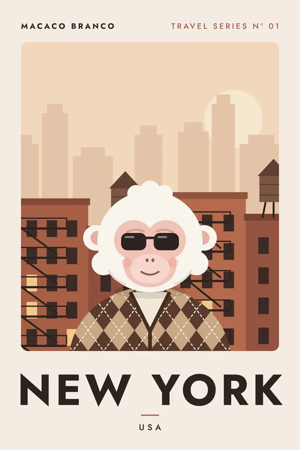 New York Macaco Travel Series Poster